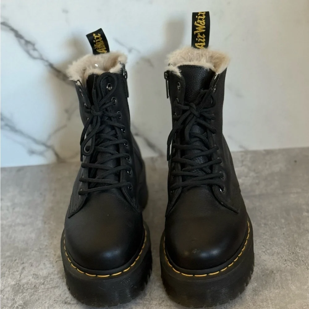 Dr. Martens Jadon Faux Fur Lined Leather Platform Boots - Picture 2 of 10